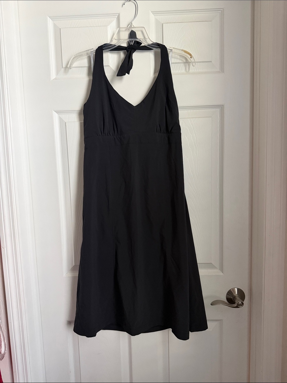 Athleta Black Halter Midi Dress with V-Neck
